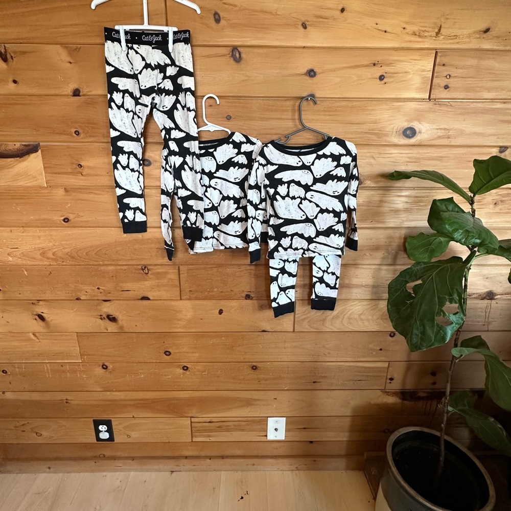 Cat & Jack Monochrome ghost Pajama Sets for twins
